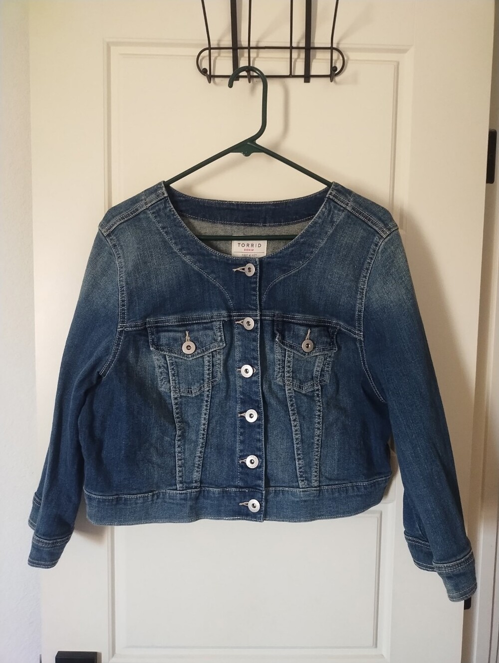 Torrid Denim Crop Collarless Jacket